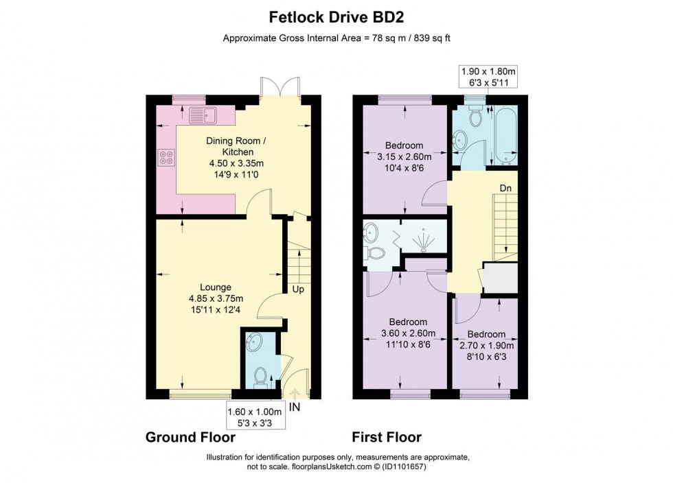 Floorplan for Fetlock Drive, Eccleshill, Bradford