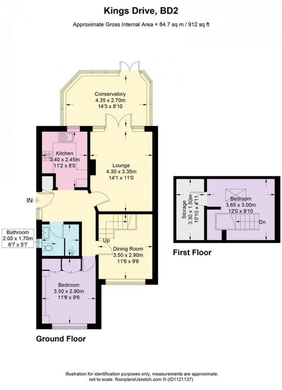 Floorplan for Kings Drive, Wrose, Bradford