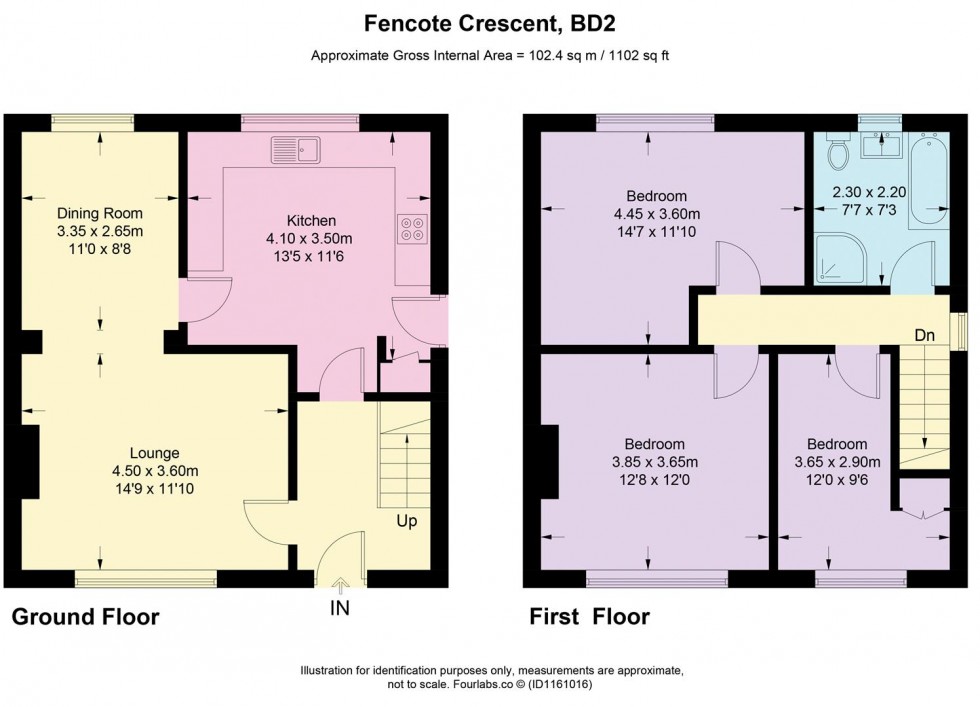 Floorplan for Fencote Crescent, Fagley, Bradford