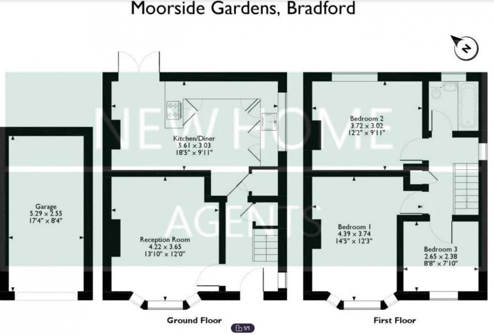 Floorplan for Moorside Gardens, Eccleshill, Bradford